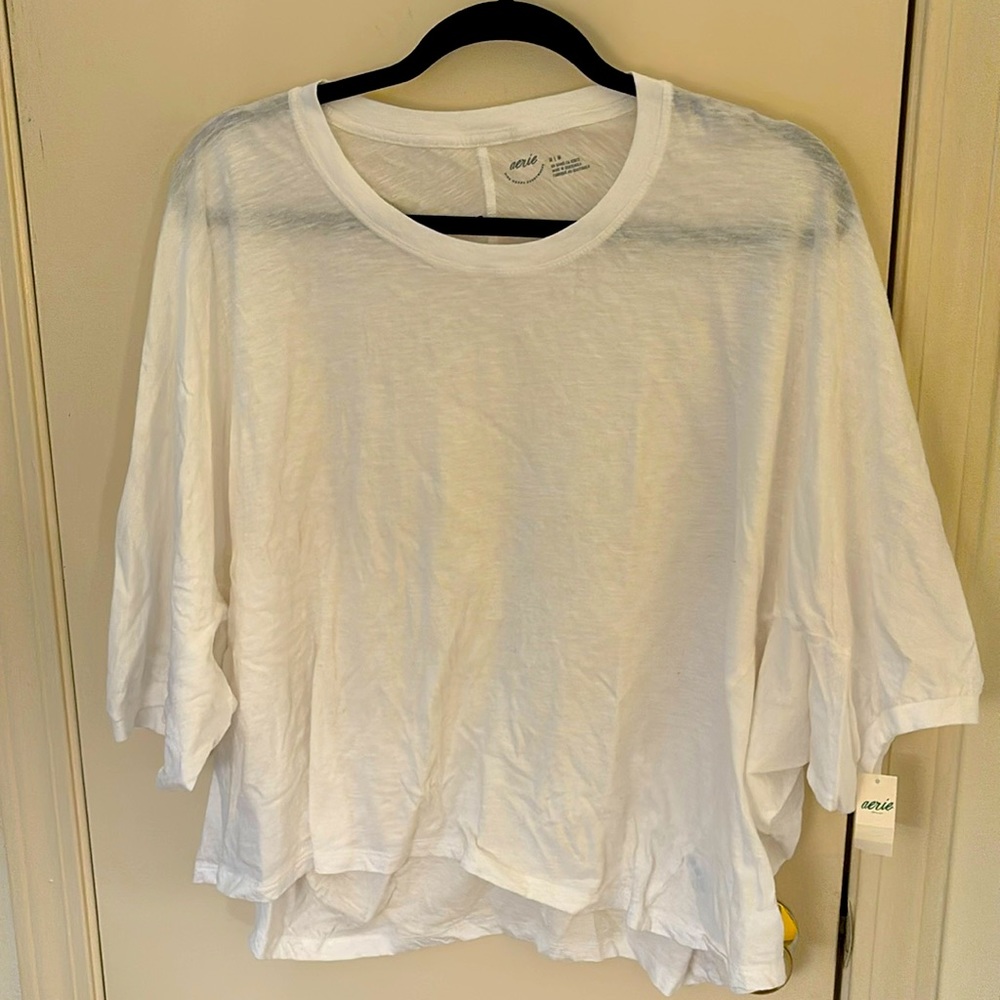 NWT. Aerie medium white top. Asymmetrical sleeves.